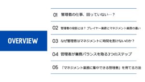 日々の業務と本来のマネジメント業務のバランスを取る方